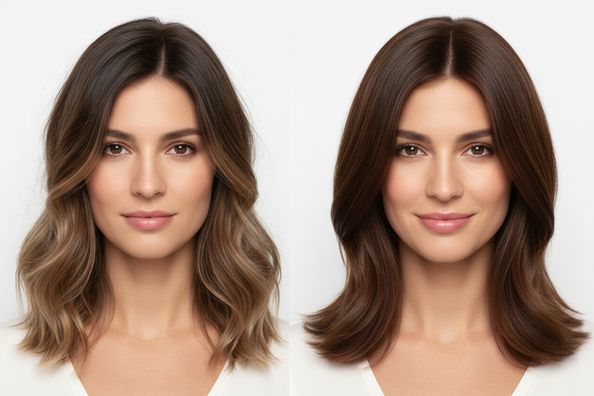 Antes y después - Semi Color 4 Medium Brown