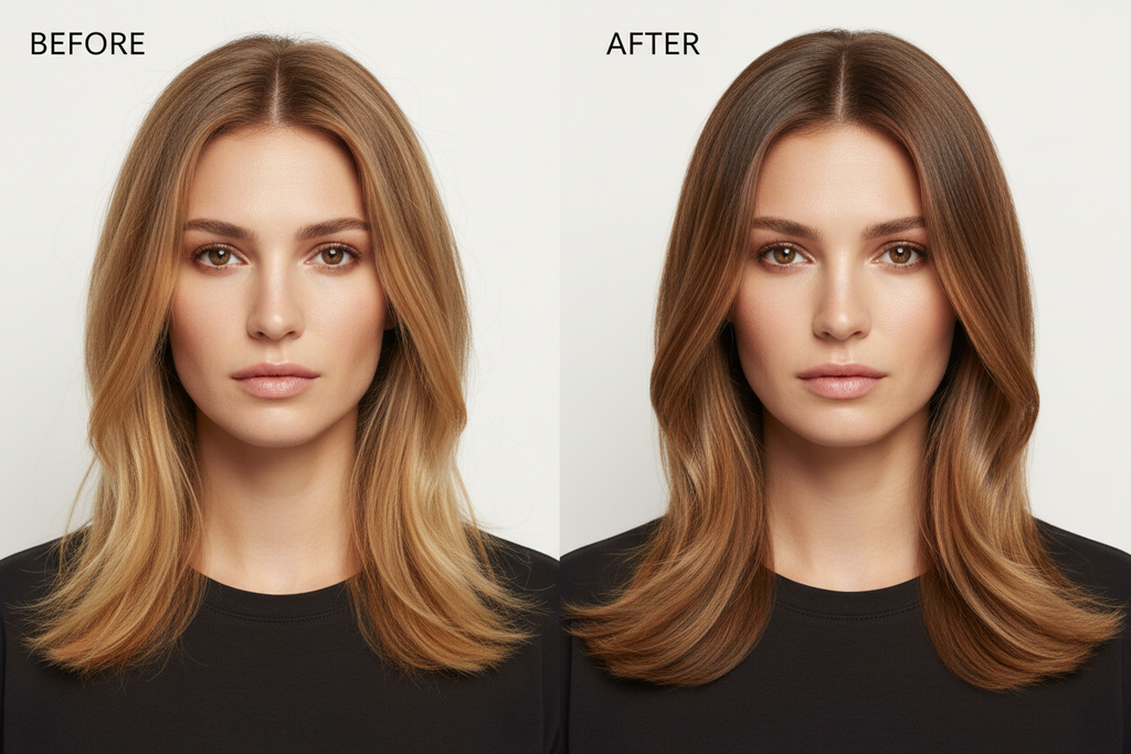Antes y después - Semi Color 6 Dark Blonde