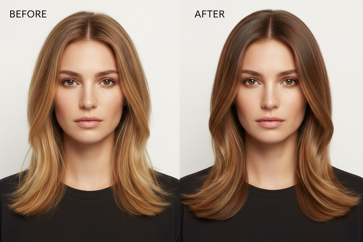 Antes y después - Semi Color 6 Dark Blonde