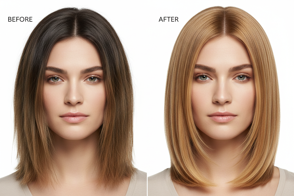 Antes y después - Semi Color 7 Medium Blonde