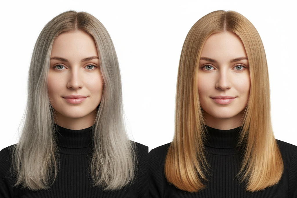 Antes y después - Semi Color 8 Light Blonde oscuro