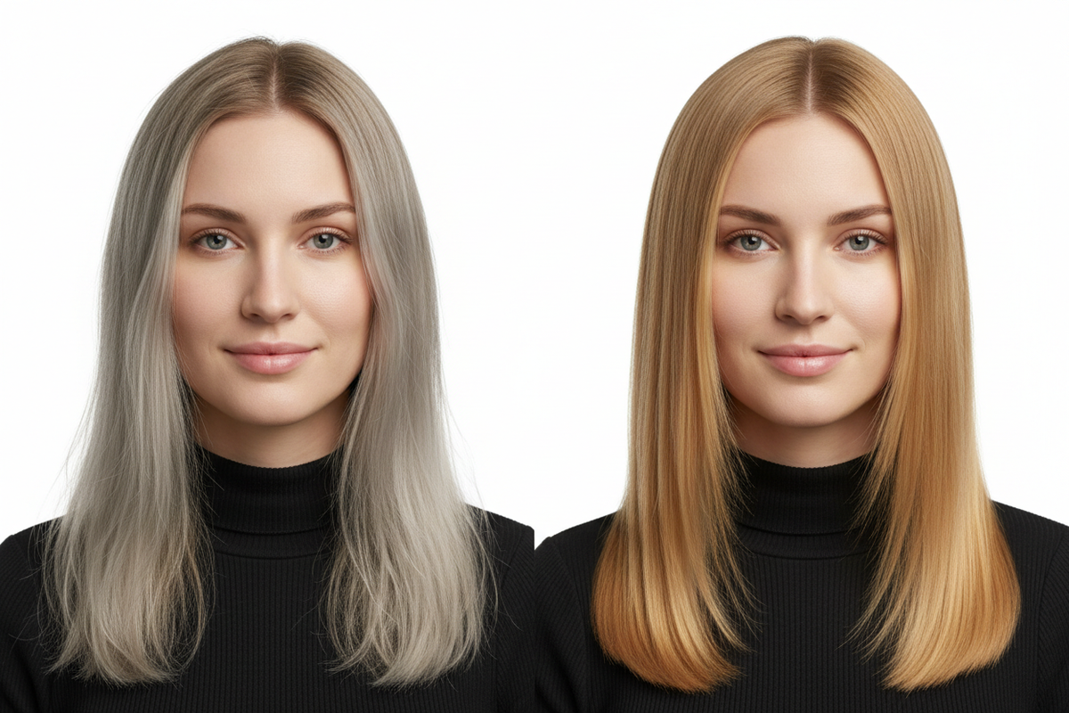 Antes y después - Semi Color 8 Light Blonde oscuro